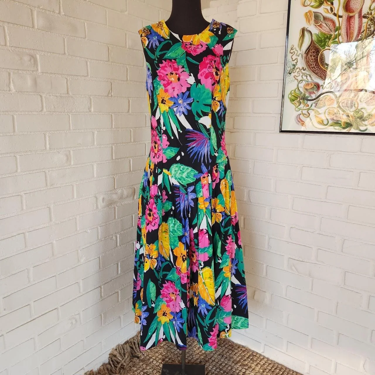 Vintage 80s Floral Summer Dress Melissa Brand Beautiful Flyaway